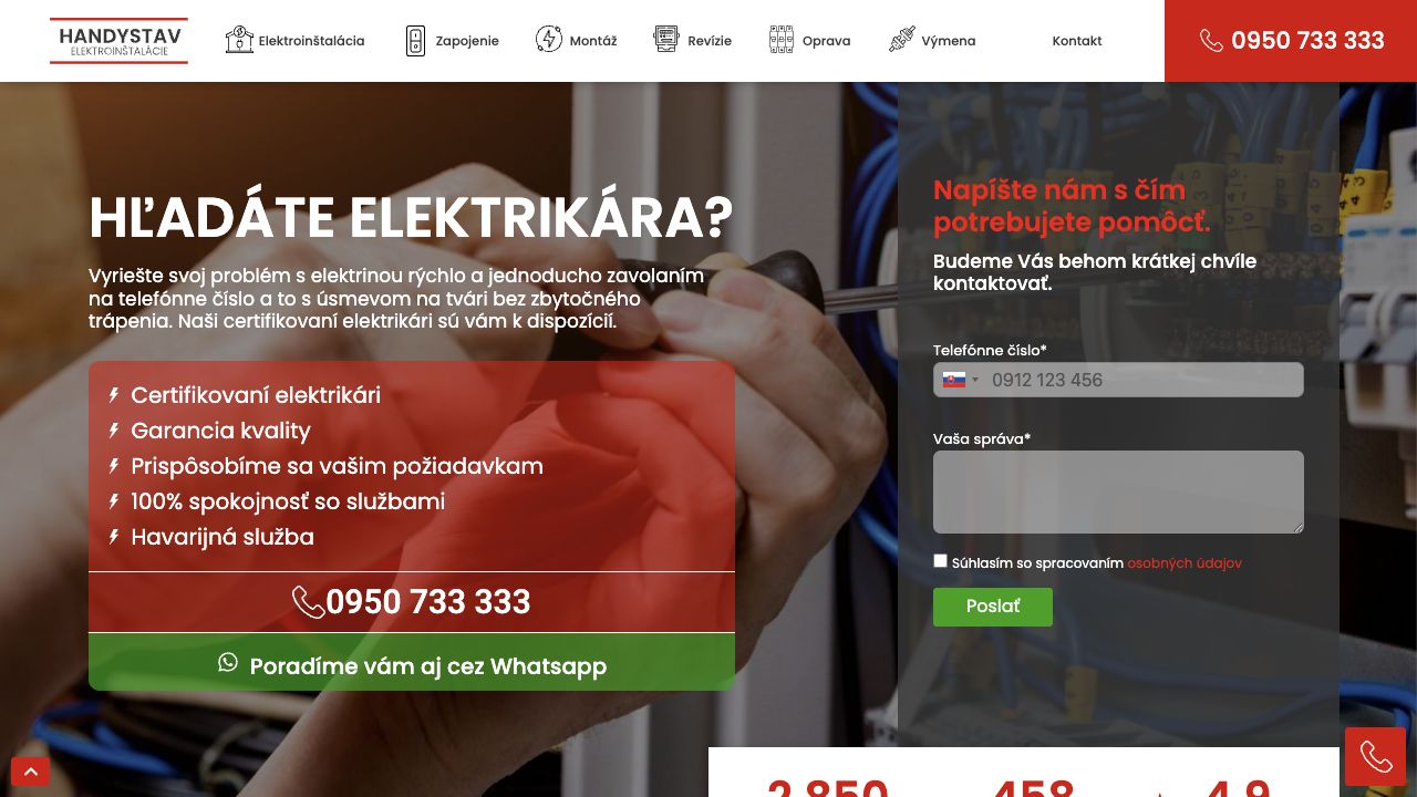 Ukážka webu HandyStav
